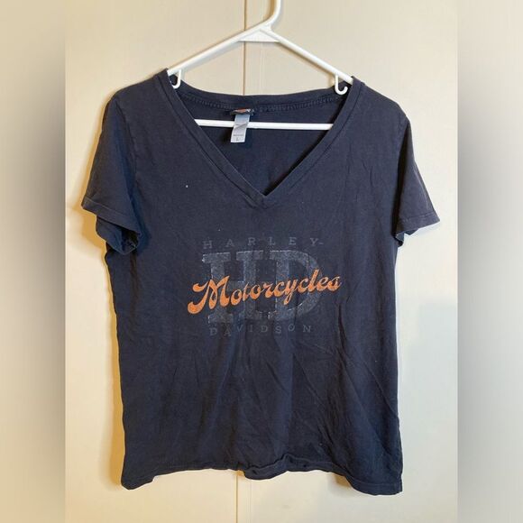 Harley-Davidson Tops - Harley Davidson Black V-Neck Graphic T-Shirt, Women's Size Large